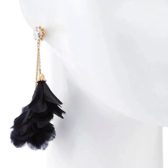 $98 Kate Spade In Full Feather Tassel Earrings Black - Picture 4 of 7
